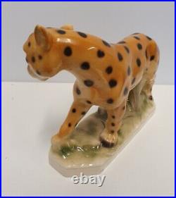 Antique Original Voight Sitzendorf Porcelain Leopard Figurine Rare