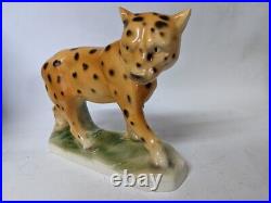 Antique Original Voight Sitzendorf porcelain leopard figurine Rare