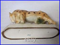 Antique Original Voight Sitzendorf porcelain leopard figurine Rare