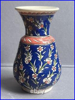 Antique Ottoman Iznik ware vase late 19th C Early 20th Century Rare
