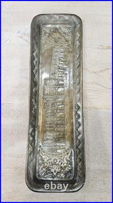 Antique Persian Hand Engraved Brass Art Tray of Khaju Bridge (Rare)