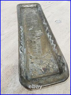 Antique Persian Hand Engraved Brass Art Tray of Khaju Bridge (Rare)