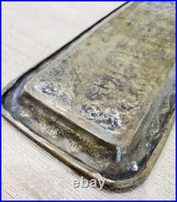 Antique Persian Hand Engraved Brass Art Tray of Khaju Bridge (Rare)