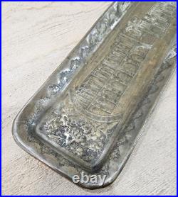 Antique Persian Hand Engraved Brass Art Tray of Khaju Bridge (Rare)