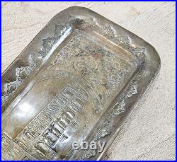 Antique Persian Hand Engraved Brass Art Tray of Khaju Bridge (Rare)