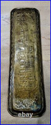 Antique Persian Hand Engraved Brass Art Tray of Khaju Bridge (Rare)