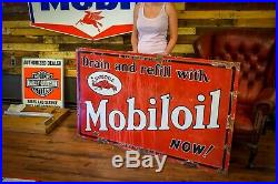 Antique Porcelain Mobil Oil Gargoyle Advertising Sign Rare early Gas Station Adv