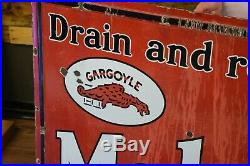 Antique Porcelain Mobil Oil Gargoyle Advertising Sign Rare early Gas Station Adv