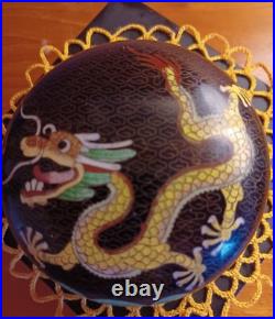 Antique Qing Dynasty Cloisonne Lacquered Metal Box Early 20th Centuary Rare