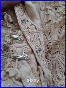Antique RARE Early 1900 Late 1800s Linen Dress Edwardian Lace Crochet Cutwork Antique RARE Early 1900 Late 1800s Linen Dress Edwardian Lace Crochet Cutwork