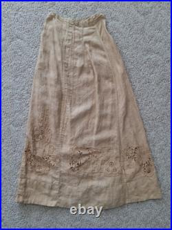 Antique RARE Early 1900 Late 1800s Linen Dress Edwardian Lace Crochet Cutwork Antique RARE Early 1900 Late 1800s Linen Dress Edwardian Lace Crochet Cutwork