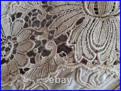 Antique RARE Early 1900 Late 1800s Linen Dress Edwardian Lace Crochet Cutwork Antique RARE Early 1900 Late 1800s Linen Dress Edwardian Lace Crochet Cutwork