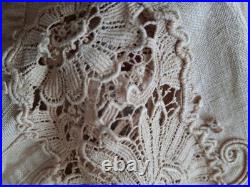 Antique RARE Early 1900 Late 1800s Linen Dress Edwardian Lace Crochet Cutwork Antique RARE Early 1900 Late 1800s Linen Dress Edwardian Lace Crochet Cutwork