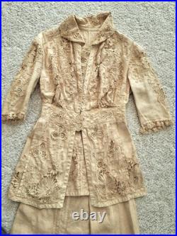 Antique RARE Early 1900 Late 1800s Linen Dress Edwardian Lace Crochet Cutwork Antique RARE Early 1900 Late 1800s Linen Dress Edwardian Lace Crochet Cutwork