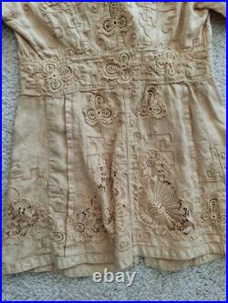 Antique RARE Early 1900 Late 1800s Linen Dress Edwardian Lace Crochet Cutwork Antique RARE Early 1900 Late 1800s Linen Dress Edwardian Lace Crochet Cutwork