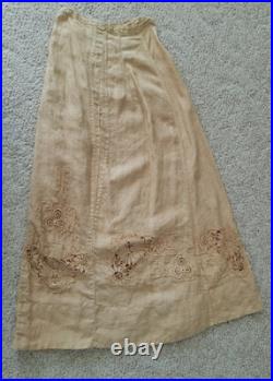 Antique RARE Early 1900 Late 1800s Linen Dress Edwardian Lace Crochet Cutwork Antique RARE Early 1900 Late 1800s Linen Dress Edwardian Lace Crochet Cutwork
