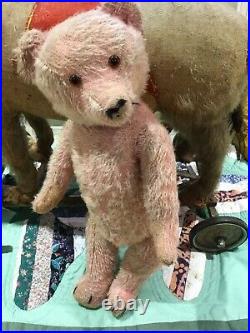 Antique RARE Early Stick Pink Bear 1920s 17 Inches High