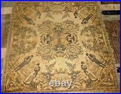 Antique RARE Our Daily Bread Tapestry Tablecloth 49x49 early 1800s OOAK WOW