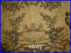 Antique RARE Our Daily Bread Tapestry Tablecloth 49x49 early 1800s OOAK WOW
