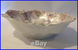 Antique RS Prussia large serving bowl gold gilt old rare icicle mold #30 early