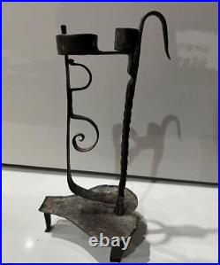 Antique Rare 18th Century Metal Rushlight Holder Early Lighting Collectors