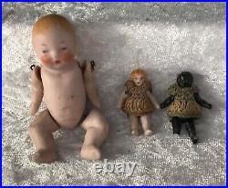 Antique Rare CARL HORN /HERT Miniature Jointed Bisque Dolls Plus Other