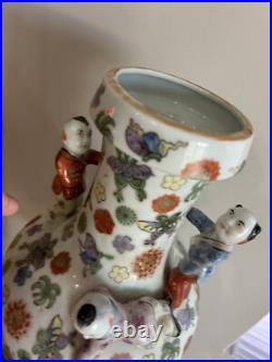 Antique Rare Chinese Traditional Fertility Vase Five Boys From Early 1900s Qing