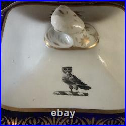 Antique Rare Coalport Early 19thc Lidded Tureen Swan Owl Emblem Insignia Gilded