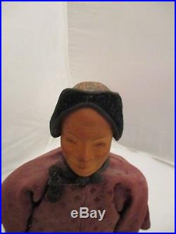 Antique Rare DOOR OF HOPE Mission DOLLS COUPLE Carved Wood Head Early Period