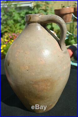 Antique Rare Early 19th C. Ovoid Stoneware Jug Stunning Blue Floral Slip C 1820s