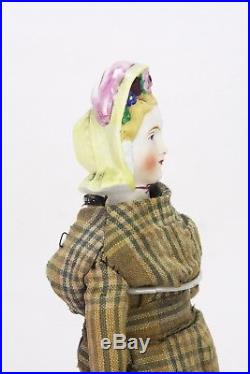 Antique Rare Early German Parian Doll with Luster Finish Feathers ca1870