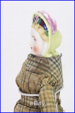 Antique Rare Early German Parian Doll with Luster Finish Feathers ca1870