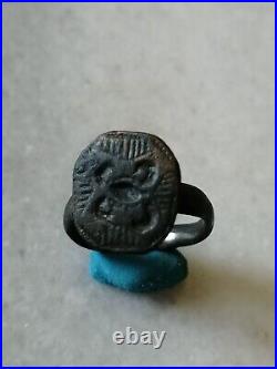 Antique Rare Early Pre\ Georgian Bronze Occult Signet Ring US-7