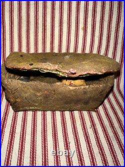 Antique Rare Early School Girl Sewing Pouch