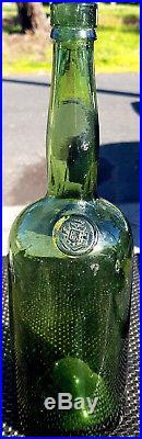 Antique Rare Early Sealed 1870 Cognac Stags And Shield With Motifs Old Bottle