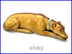 Antique Rare Early Staffordshire Recumbent Greyhound Dog Figure 6.5