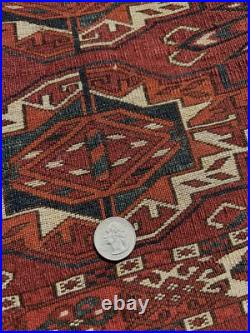 Antique Rare Early Turkmen all Wool Tribal Rug 1'3 x 4'0 @ new listing