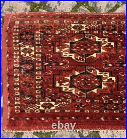 Antique Rare Early Turkmen all Wool Tribal Rug 1'3 x 4'0 @ new listing