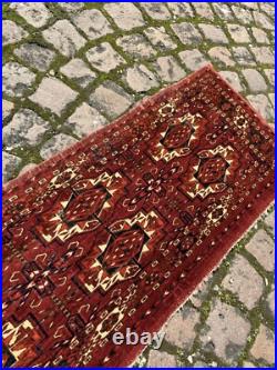 Antique Rare Early Turkmen all Wool Tribal Rug 1'3 x 4'0 @ new listing