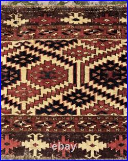 Antique Rare Early Turkmen all Wool Tribal Rug 1'4 x 4'5 @ new listing