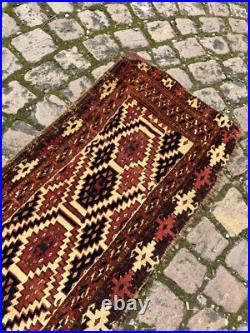 Antique Rare Early Turkmen all Wool Tribal Rug 1'4 x 4'5 @ new listing