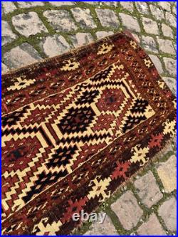 Antique Rare Early Turkmen all Wool Tribal Rug 1'4 x 4'5 @ new listing