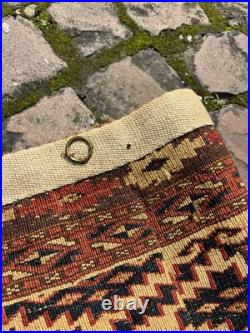 Antique Rare Early Turkmen all Wool Tribal Rug 1'4 x 4'5 @ new listing