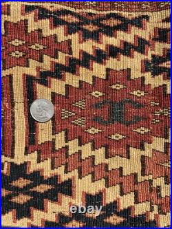 Antique Rare Early Turkmen all Wool Tribal Rug 1'4 x 4'5 @ new listing