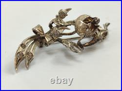 Antique Rare Early Vintage Stone Rose Spray Brooch Silver 925 Antique Rare Early Vintage Stone Rose Spray Brooch Silver 925