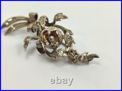 Antique Rare Early Vintage Stone Rose Spray Brooch Silver 925 Antique Rare Early Vintage Stone Rose Spray Brooch Silver 925