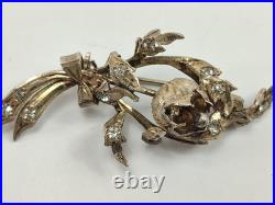 Antique Rare Early Vintage Stone Rose Spray Brooch Silver 925 Antique Rare Early Vintage Stone Rose Spray Brooch Silver 925