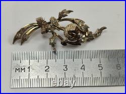 Antique Rare Early Vintage Stone Rose Spray Brooch Silver 925 Antique Rare Early Vintage Stone Rose Spray Brooch Silver 925