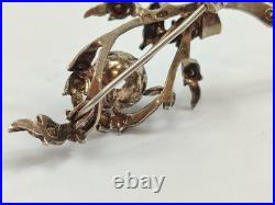 Antique Rare Early Vintage Stone Rose Spray Brooch Silver 925 Antique Rare Early Vintage Stone Rose Spray Brooch Silver 925