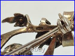 Antique Rare Early Vintage Stone Rose Spray Brooch Silver 925 Antique Rare Early Vintage Stone Rose Spray Brooch Silver 925